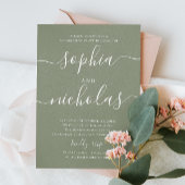 Pastel sage groen eenvoudig script verlovingsfeest kaart