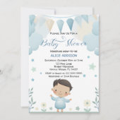 Pastel Sage Groen Schattige Jongen met Sterren & B Kaart (Voorkant)