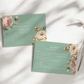 Pastel Sage Groene en Blush Roze Pioenrozen RSVP-k Bedankkaart