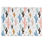 Pastel Saguaro Cactus Pattern Groot Cadeauzakje (Achterkant)