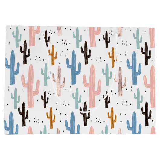 Pastel Saguaro Cactus Pattern Groot Cadeauzakje (Achterkant)