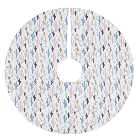 Pastel Saguaro Cactus Pattern Kerstboom Rok (Voorkant)