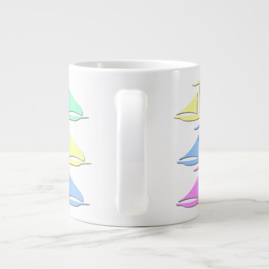 Pastel Sail Boat Pattern Specialty-Mokken Grote Koffiekop (Achterkant)