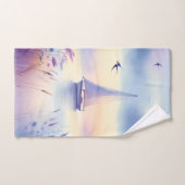 Pastel Sailboat Coastal Dreamscape Bad Handdoek (Handdoek)