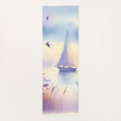 Pastel Sailboat Coastal Dreamscape Yogamat (Achterkant)