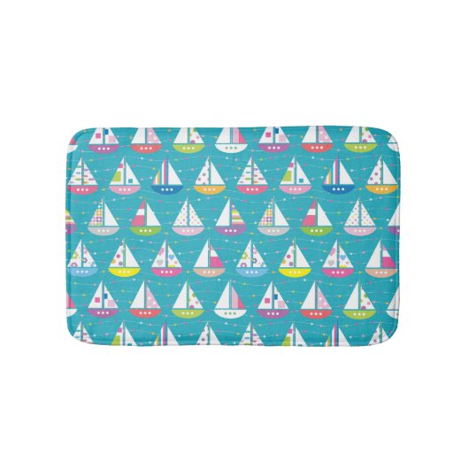 Pastel Sailboat Pattern Badmat (Voorkant)