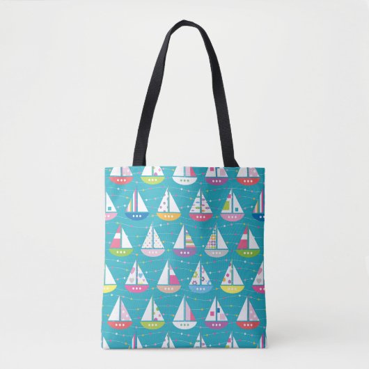 Pastel Sailboat Pattern Draagtas (Voorkant)