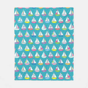 Pastel Sailboat Pattern Fleece Deken