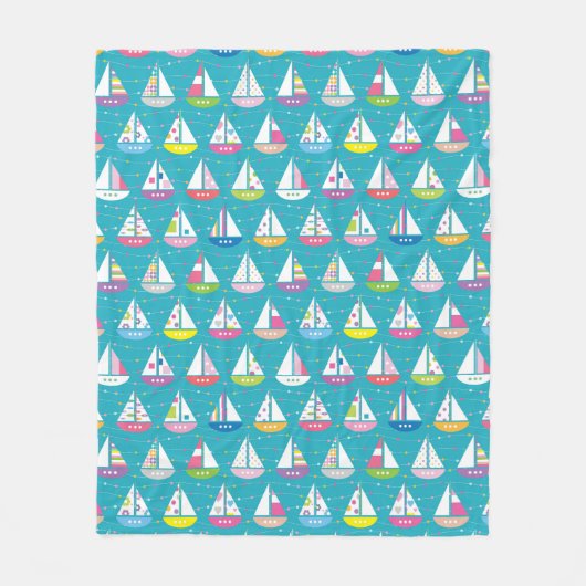 Pastel Sailboat Pattern Fleece Deken (Voorkant)
