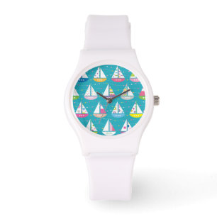 Pastel Sailboat Pattern Horloge