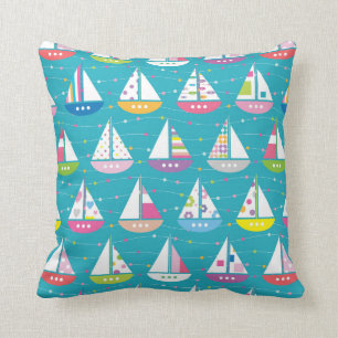 Pastel Sailboat Pattern Kussen
