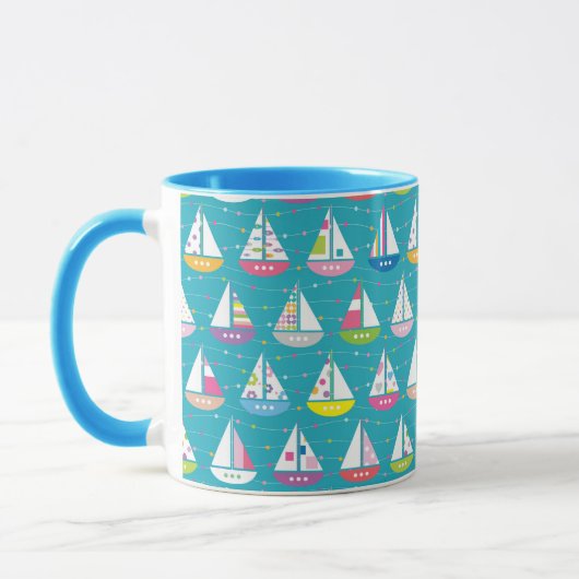 Pastel Sailboat Pattern Mok (Links)