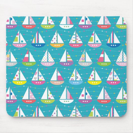 Pastel Sailboat Pattern Muismat (Voorkant)