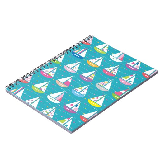 Pastel Sailboat Pattern Notitieboek (Linkerzijde)