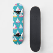 Pastel Sailboat Pattern Skateboard (Voorkant)