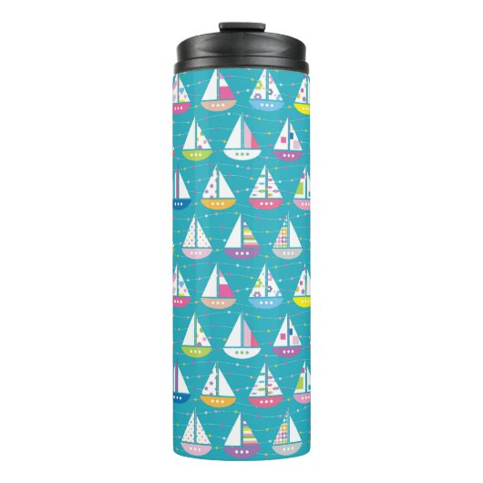 Pastel Sailboat Pattern Thermosbeker (Voorkant)