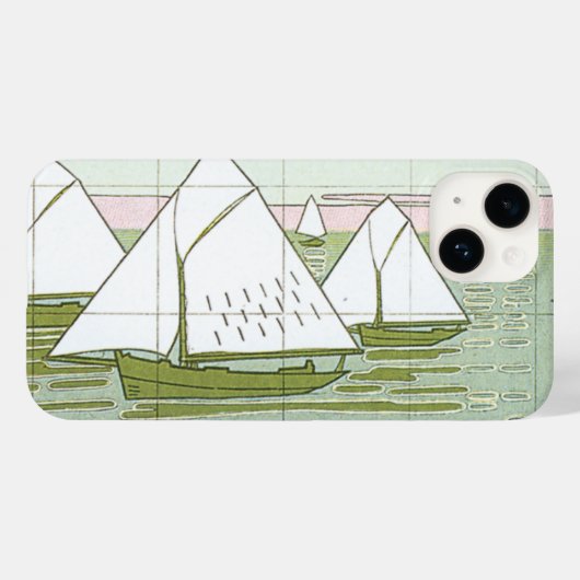 Pastel Sailboats Faux Tile coque iphone (Verso (horizontal))