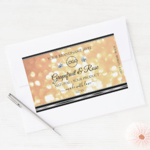 Pastel Salmon Glitter Product Labels Diamonds Logo