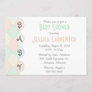 Pastel Scallops Baby Shower Invitations Kaart