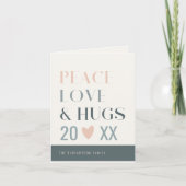 Pastel Scandi Blush Grey Peace Love & Hugs 2023 Feestdagen Kaart (Voorkant)