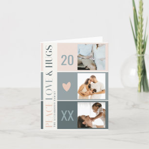 Pastel Scandi Blush Grijs 3 Foto Vrede Liefde & Kn Feestdagen Kaart