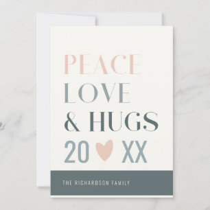 Pastel Scandi Blush Grijs Vrede Liefde & Knuffels Feestdagenkaart
