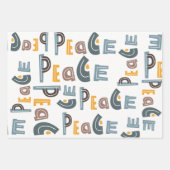 Pastel Scandi Rainbow Tree Text Peace Kerstmis Inpakpapier Vel (Voorkant 2)