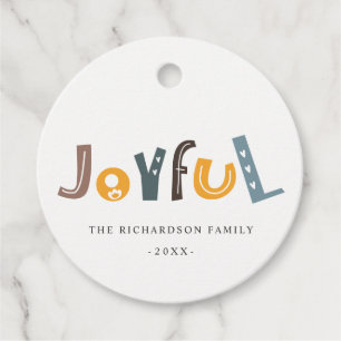 Pastel Scandi Yellow Grey Text Joyful Kerstmis Bedankjes Labels