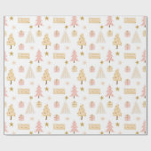 Pastel Scandinavian kerstpattern Beige roze Cadeaupapier (Vlak)