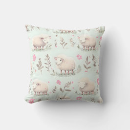 Pastel Schaap en Worpkussen met Bloemmotief Kussen