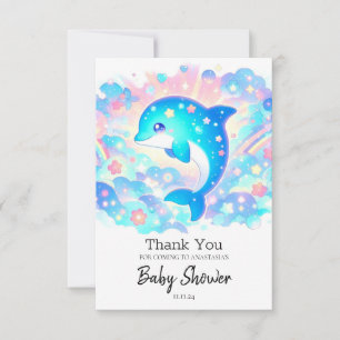 Pastel Schattig Dolfijn Baby shower Bedankkaart