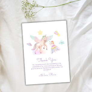 Pastel Schattige Princess Unicorn Baby shower Bedankkaart