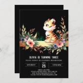 Pastel Schattige Tijger Verjaardag Kaart (Voorkant / Achterkant)