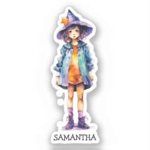 Pastel Schattigee heks meisje Halloween esthetiek Sticker