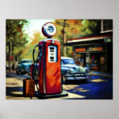 Pastel schets  benzinestation auto's poster (Voorkant)