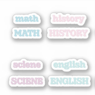 Pastel School Subjects Sticker