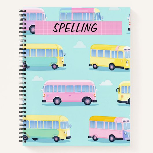 PASTEL SCHOOLBUSSEN NOTITIEBOEK (Voorkant)