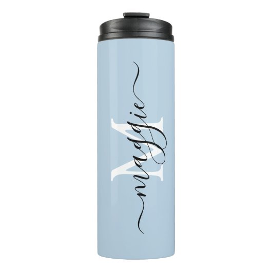 Pastel Script Monogram Thermal Tumbler Thermosbeker (Voorkant)