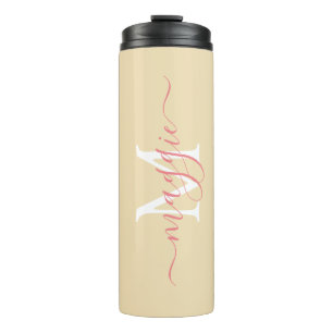 Pastel Script Monogram Thermal Tumbler Thermosbeker