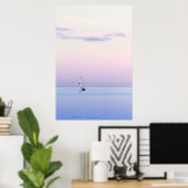 Pastel Seascape met een zeilboot Poster (Thuiskantoor)
