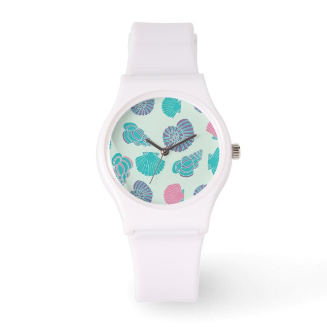 Pastel Seashell Pattern 1 Horloge (Voorkant)