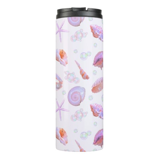 Pastel Seashell & Pearl Ocean Aesthetic Thermosbeker (Achterkant)