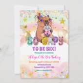 Pastel Sequin Glitter Capybara Birthday Invitation (Devant)