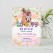 Pastel Sequin Glitter Capybara Birthday Invitation (Debout devant)
