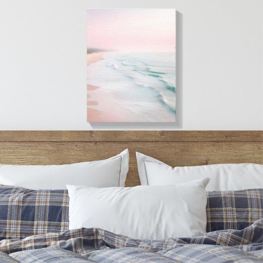 Pastel Serenity Ocean Waves Canvas Afdruk (Insitu (Slaapkamer))
