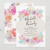 Pastel Shabby Chic Garden Floral Boho Wedding Kaart (Voorkant / Achterkant)