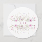 Pastel Shade Blush Roze Wild Bloemen Bruiloft Kaart (Achterkant)