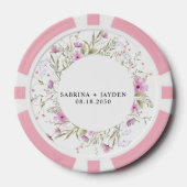 Pastel Shade Blush Roze Wild Bloemen Bruiloft Poker Chips (Voorkant)