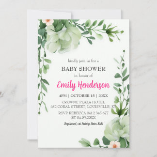 Pastel Shade of Mint Greenery Baby shower Lijst Kaart