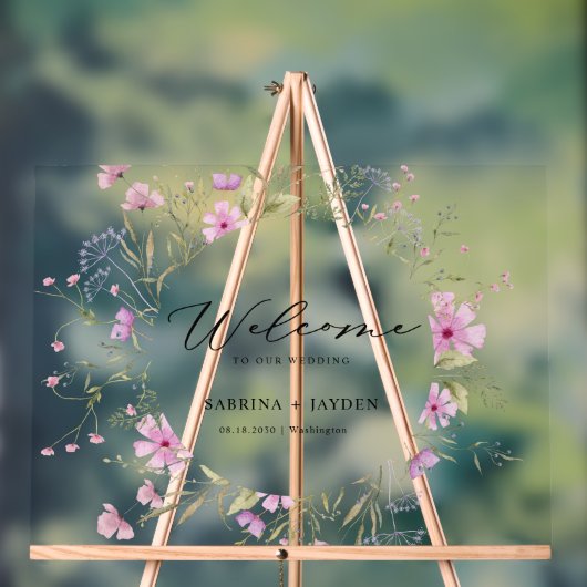 Pastel Shade Rose Wild Mariage Floral Bienvenue (Neutre)